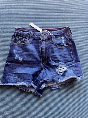 Fran Denim Amy 26 Shorts Jeans NWT Athletic Women Dark Wash Distressed Curvy